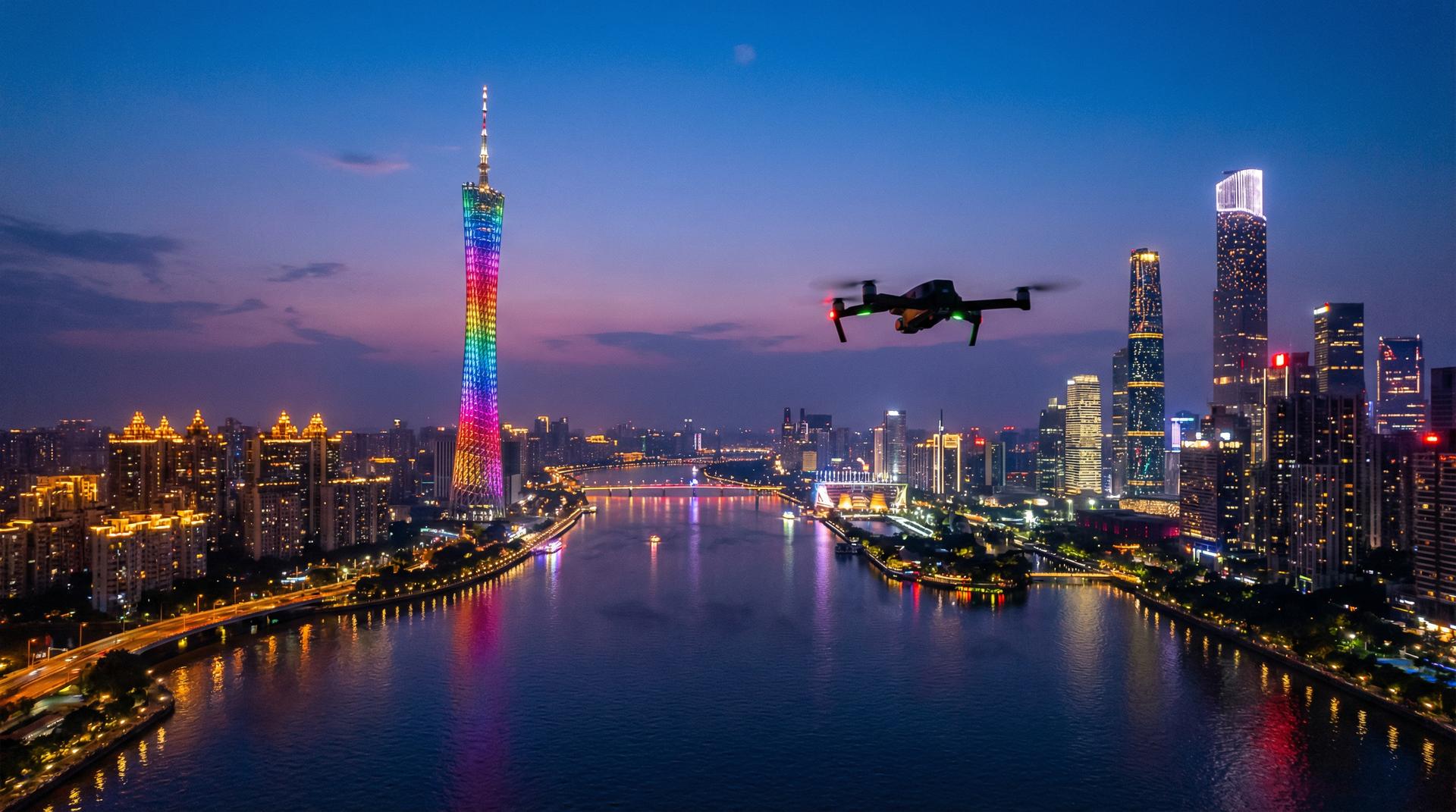 国产视频航拍广州CBD视频